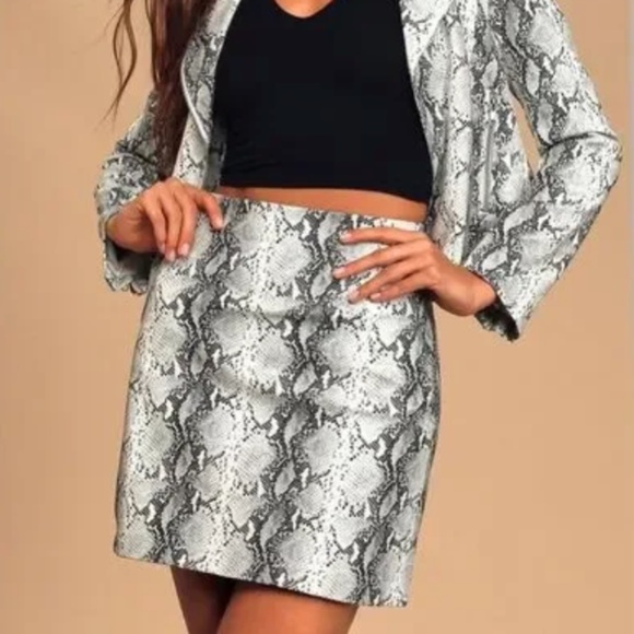 Lulus Dresses & Skirts - 🎉HP🎉 Lulus Snake Print Vegan Leather Mini Skirt - Black & White Size S/M